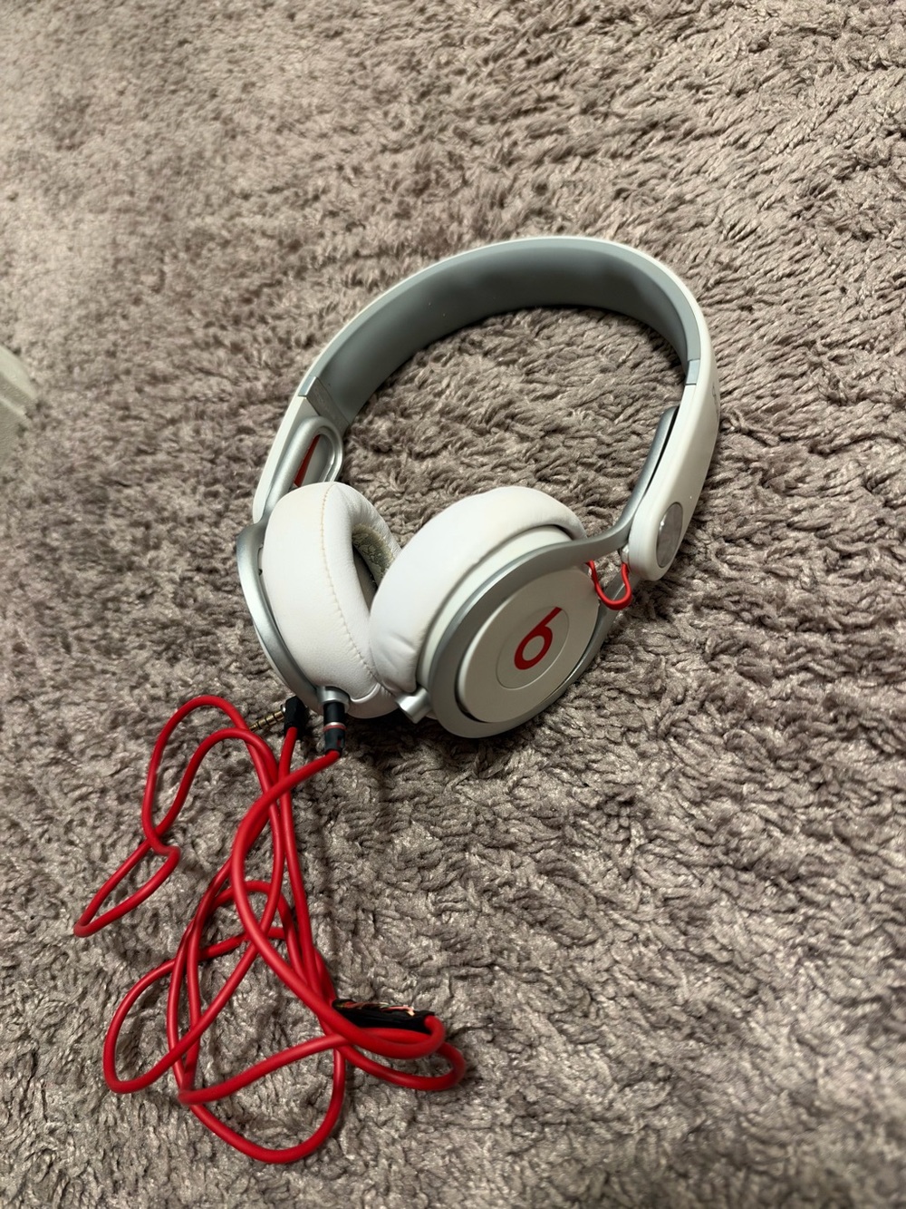 Beats by Dre On-Ear Headphones - White with Red Cable